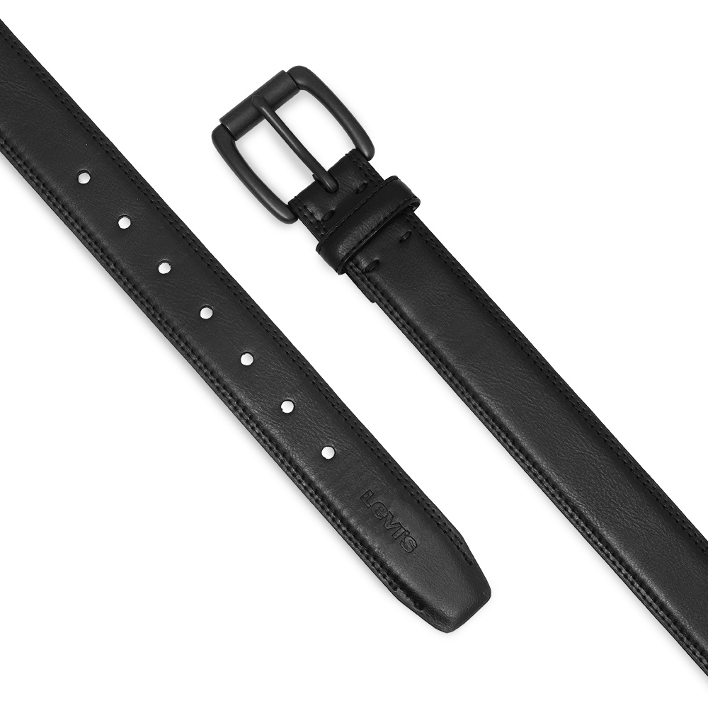 LVS Black Pin Buckle Leather Belt