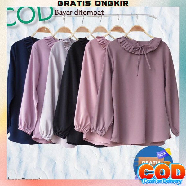 Blous Jumbo Cewek Baju Atasan Wanita Blus Atasan Wnita Jumbo Bsju Atssan Wnita Oversize Kemeja Blus 