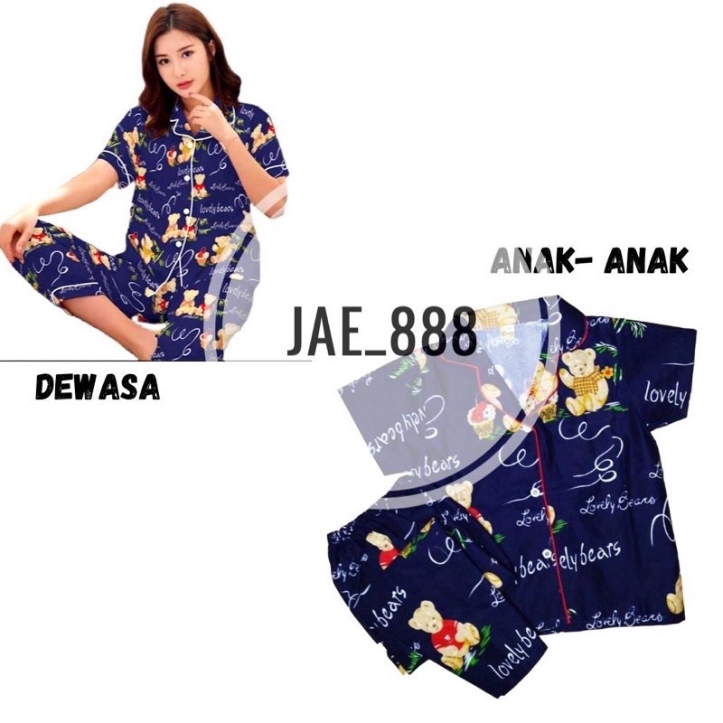 JAE Piyama Katun Pasangan Ibu Dan Anak / Piyama Couple Baju Tidur Motif (CP)
