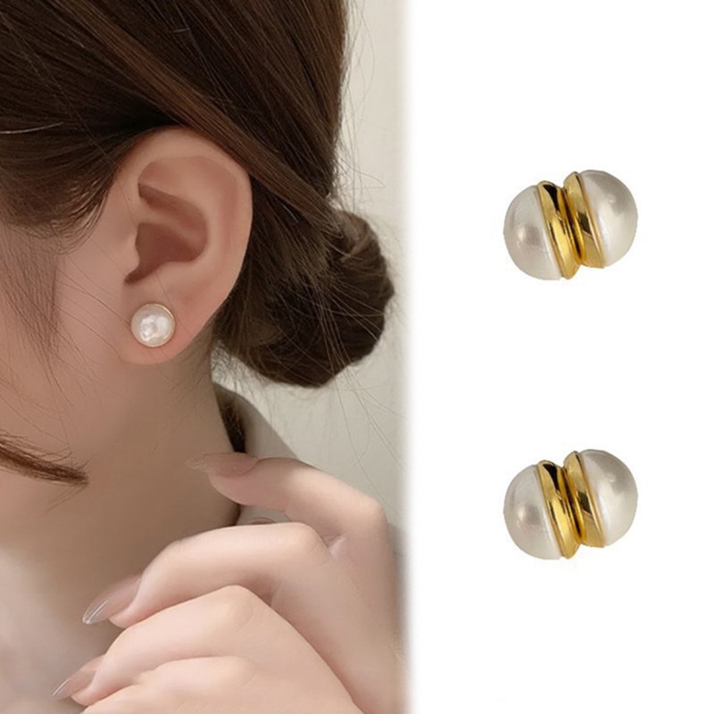 Fancyqube Anting Stud Magnetik Hias Mutiara Gaya Korea Untuk Wanita