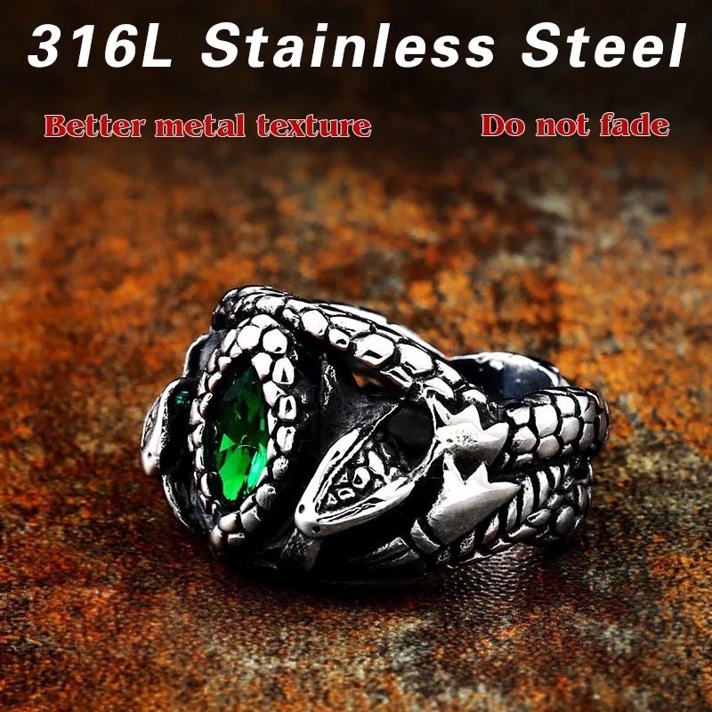 Cincin Pria Batu Zamrud Mata Ular Aragorn Lord Of The Rings Titanium