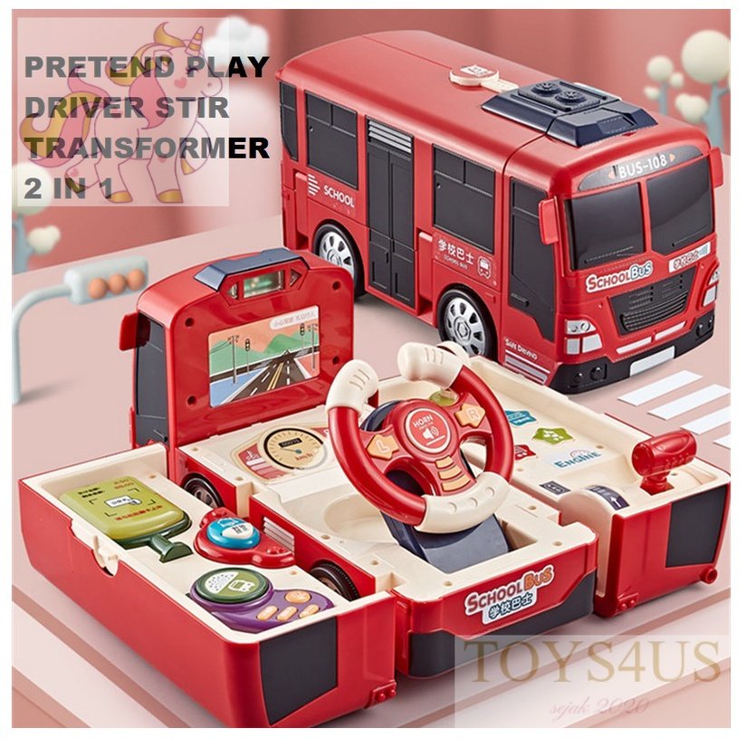 Toys4Us - MAINAN ANAK EDUKASI SCHOOL BUS BELAJAR STIR PRETEND PLAY BOY GIRL KIDS STATION GAME TRANSF