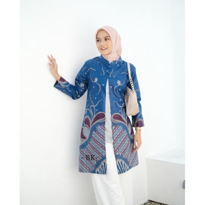 Tunik Batik Wanita Modern Atasan Batik Kerja Kantor Wanita Motif Songket