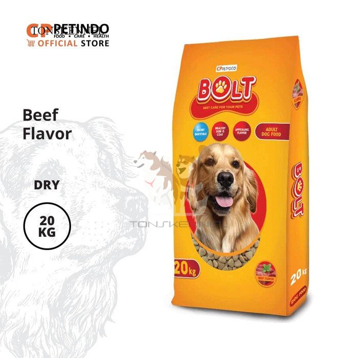 BOLT Beef Kibble Segitiga Dog Food – 20 Kg 20kg Makanan Kering Dry Dog Food Dogfood Anakan Anjing Dewasa