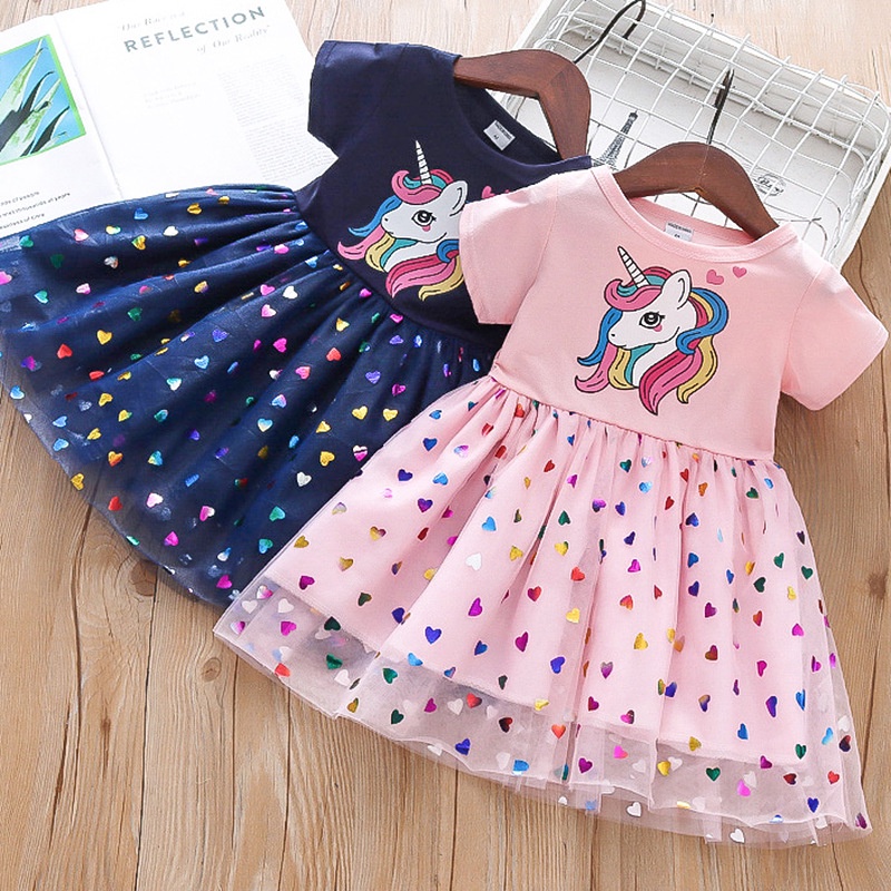 1234OS - Import Unicorn Dress Anak Perempuan Gaun Pesta Dress Tutu