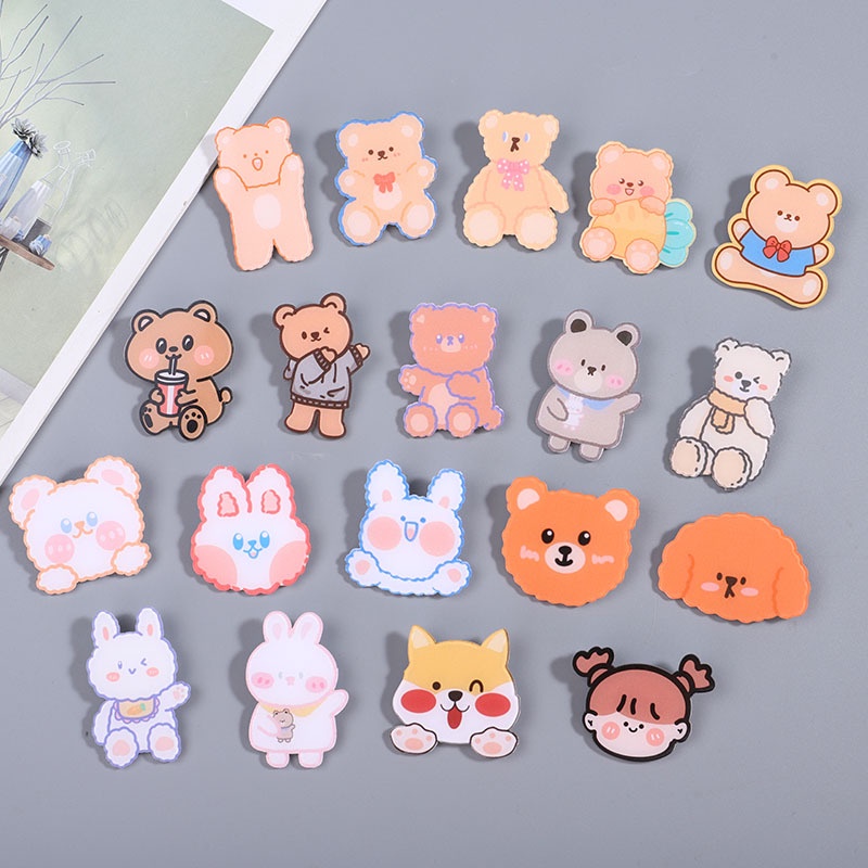 Bros Bentuk Kartun Beruang / Kelinci / Anjing Lucu Bahan Resin Untuk Wanita