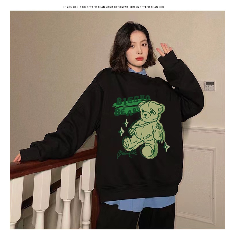 korean style sweter wanita sweater oversize putih retro wanita American Vintage Girl Cartoon Graphic Priting korean style atasan baju wanita kekinian