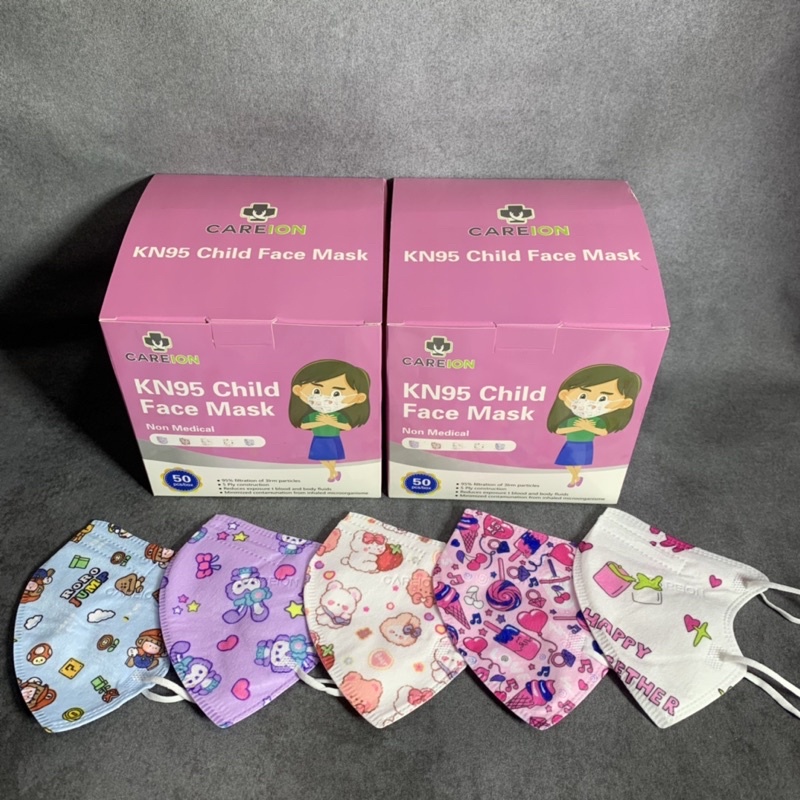 Masker Anak KN95 5ply Earloop Motif 10pcs &amp; 50pcs