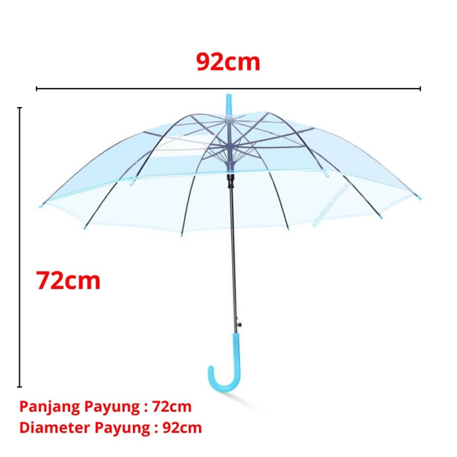 Barangunbik2021 -Payung Transparan Style Korea Jepang Polos Warna Warni