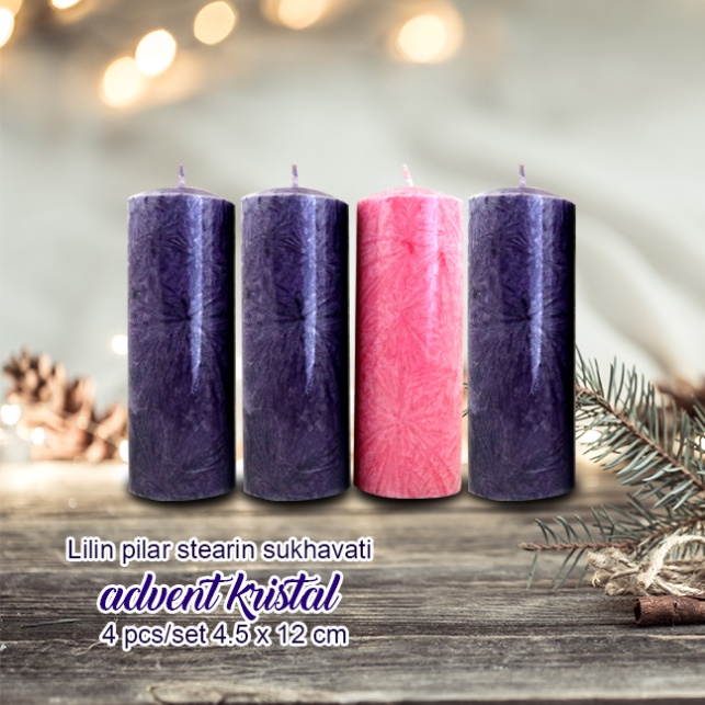 Lilin Doa Advent / Adven Ungu + Pink / Lilin Rohani Misa Natal Stearin