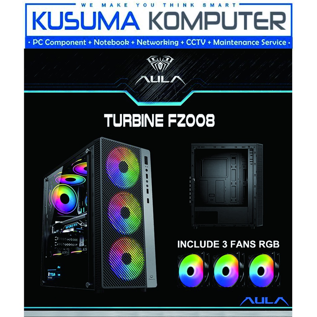 Casing PC AULA Gaming FZ008 include 3 Fan RGB