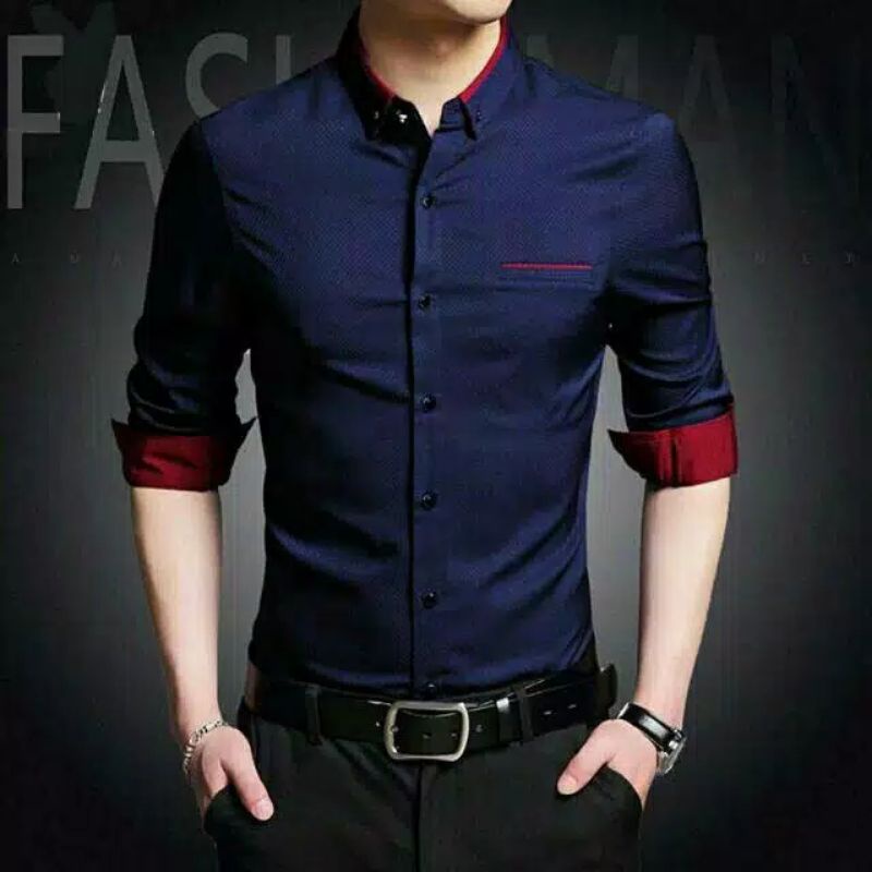 BAJU KEMEJA PUTIH SLIMFIT LENGAN PANJANG TOP MAN BAHAN MELAR PRIA