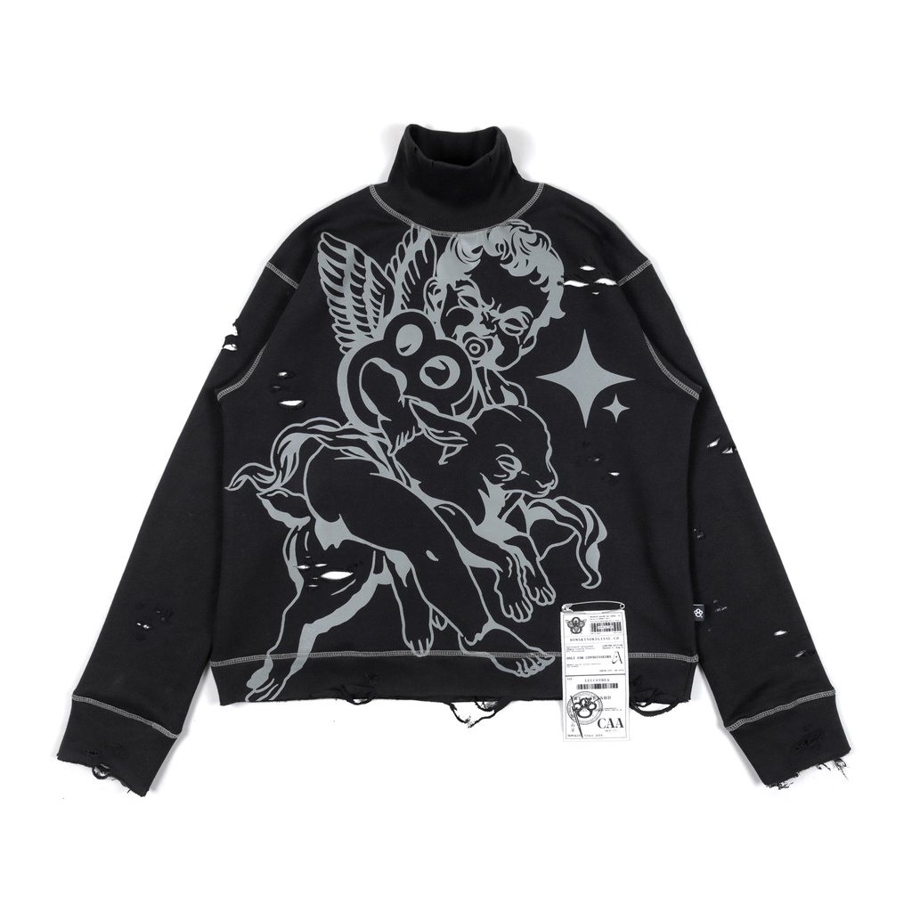 LEUCOTHEA | Ripped & Distressed Turtleneck | Calling All Angel Homskin