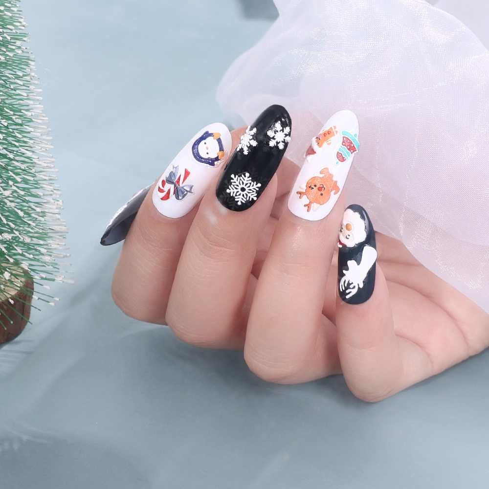 1 Lembar Stiker Nail Art Desain Snowman Snowflake Rusa Natal 5D Untuk Dekorasi Manicure