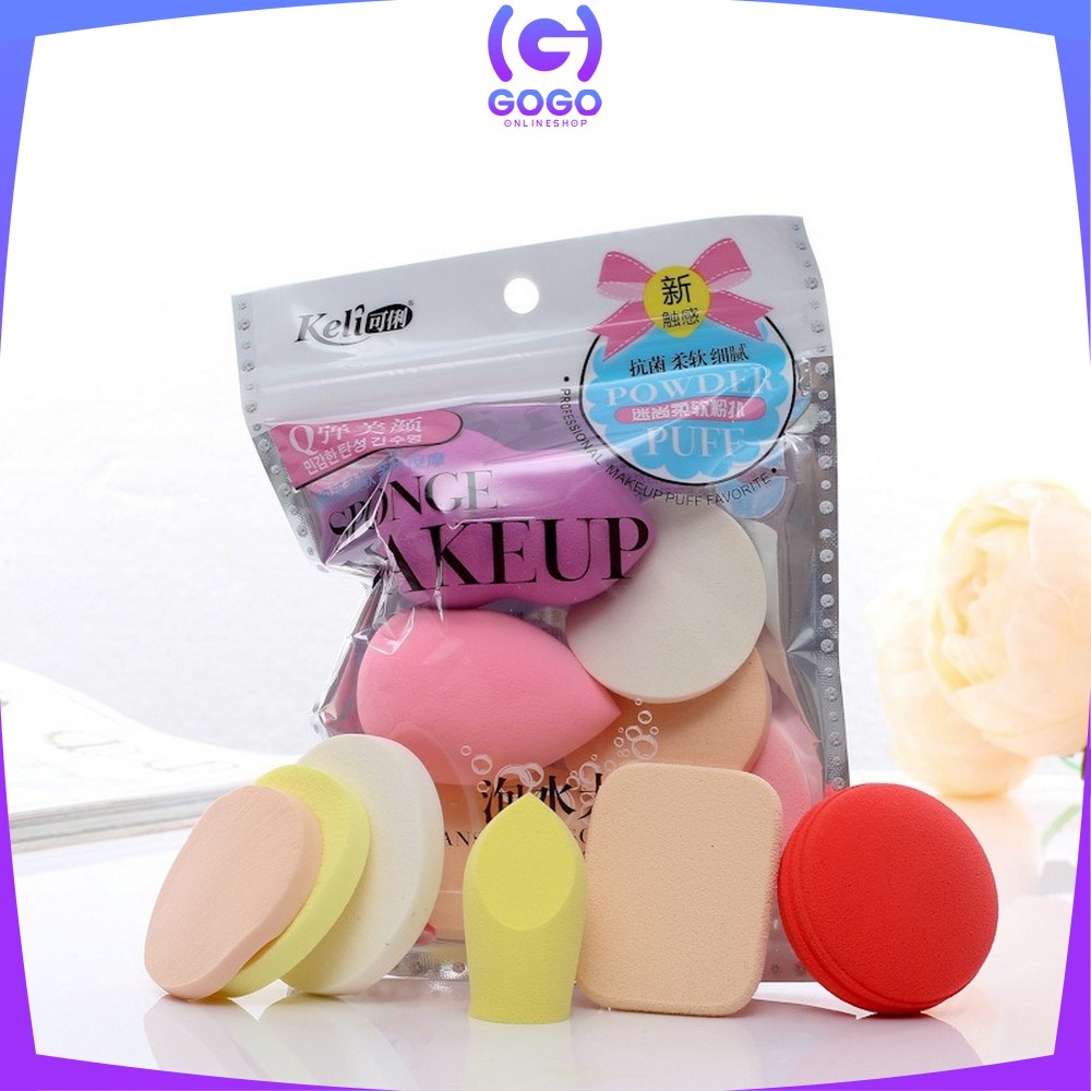 GOGO-K47 Spons Make Up 6 IN 1 Spon Foundation Pembersih Make Up Wajah Sponge Makeup Beauty Blender