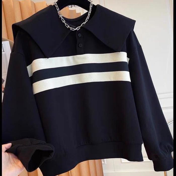 SHARON TOP BLOUSE | BIG COLLAR SWEATSHIRT SWEATER (IC)