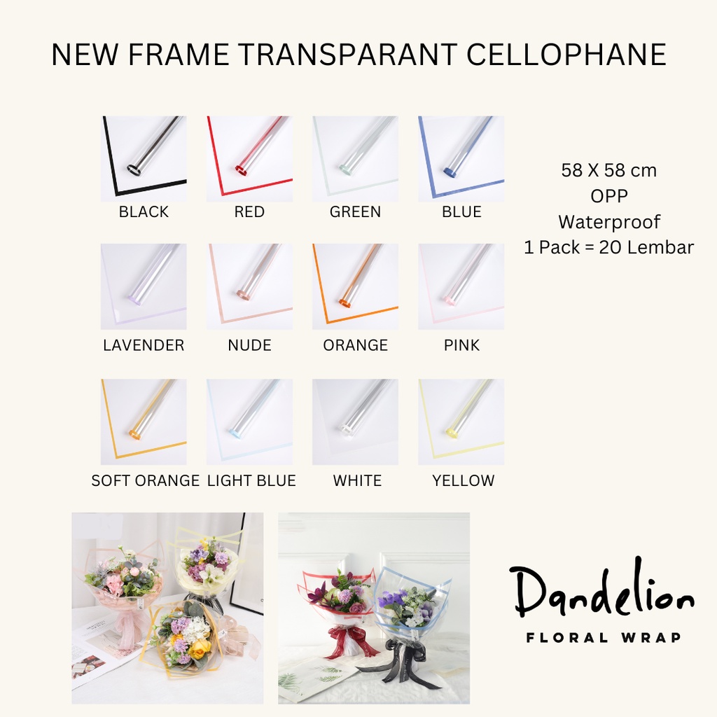 

FLOWER WRAPPING NEW FRAME TRANSPARANT CELLOPHANE WATERPROOF KERTAS BUKET BUNGA (ECER)/ FLOWER WRA