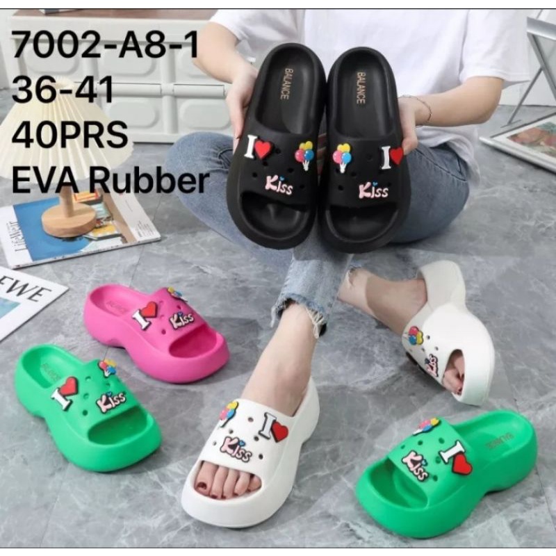 Sandal SOU Jabbitzz,Sandal Slop Wanita Wedges 5cm Berbahan EVA Rubber Phylone