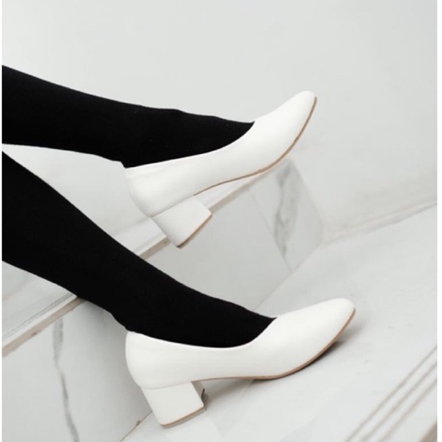 [SIAP KIRIM] BRShoes102 Putih Sepatu Heels Kerja Casual Wanita