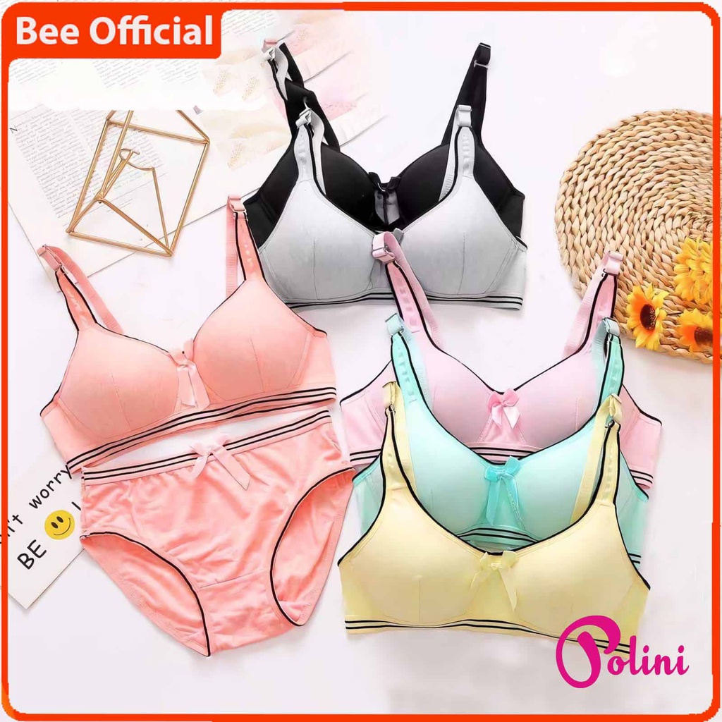 BEE - Setelan Bra Busa Tipis Tanpa Kawat Bra Wireless Set Bra &amp; Cd POLINI G500