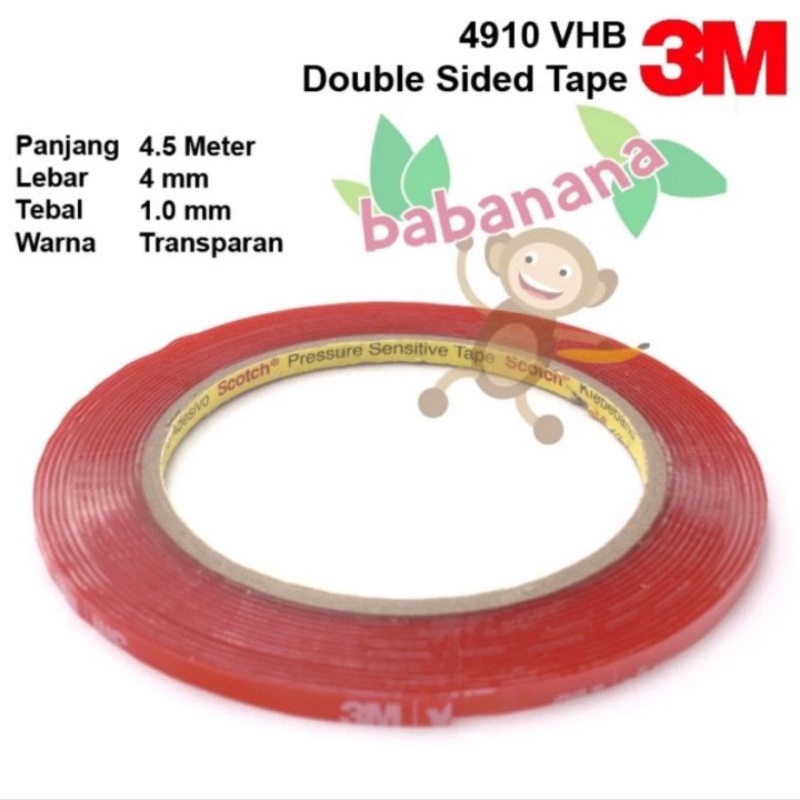 Double Tape 3M 4910 VHB Transparan double sided 4.5M x 4mm x 1.0mm