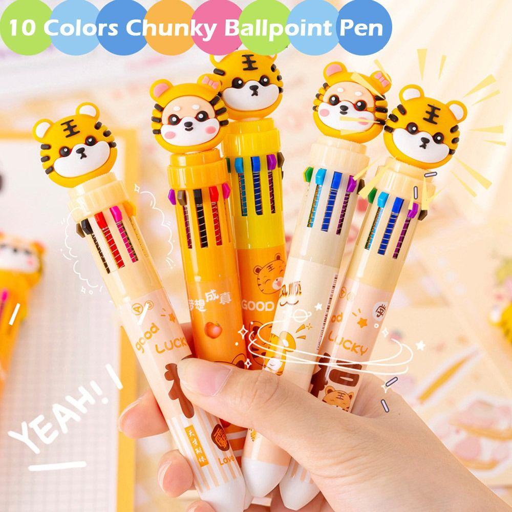 Populer 4Pcs 10warna Bolpoin Chunky Kartun Lucu Sekolah Sd Kantor Supply