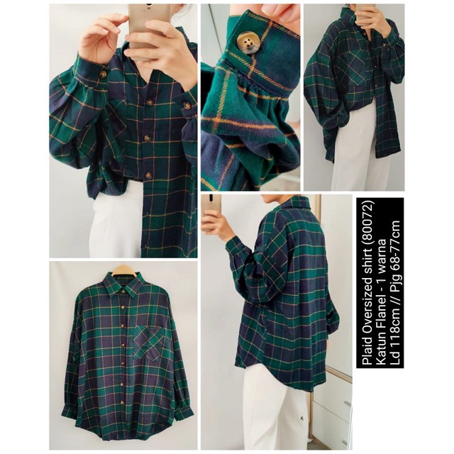 kemeja wanita/Tartan  oversized shirt