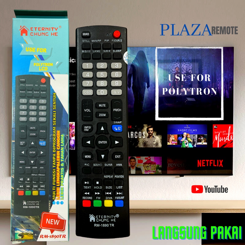 REMOTE TV POLYTRON CINEMAX DIGITAL MULTIFUNGSI TANPA SETTING 1890TR