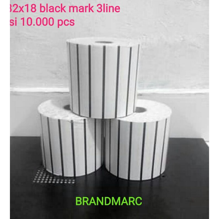 

LABEL BARCODE 32 X18 MM BLACK MARK 3 LINE ISI 10.000 pcs core 3inc