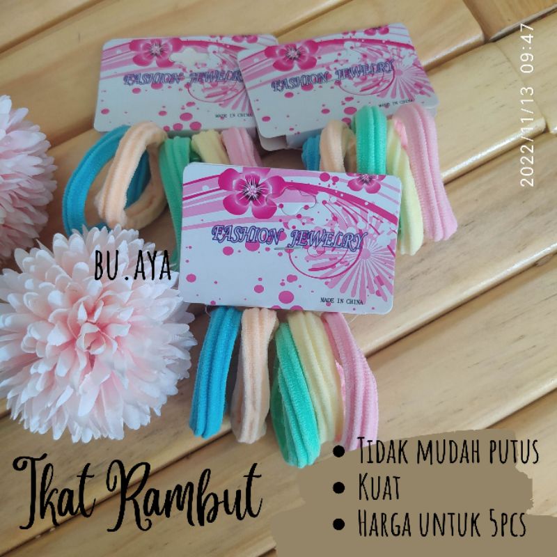 5pcs Ikat Rambut Kuat Elastis