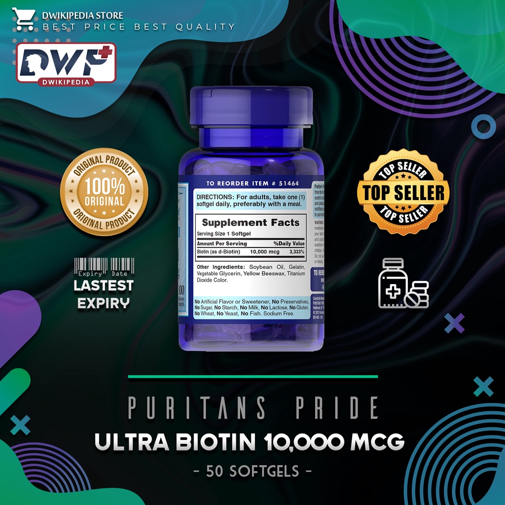 PURITAN BIOTIN 10000 Mcg - 50 SOFTGELS