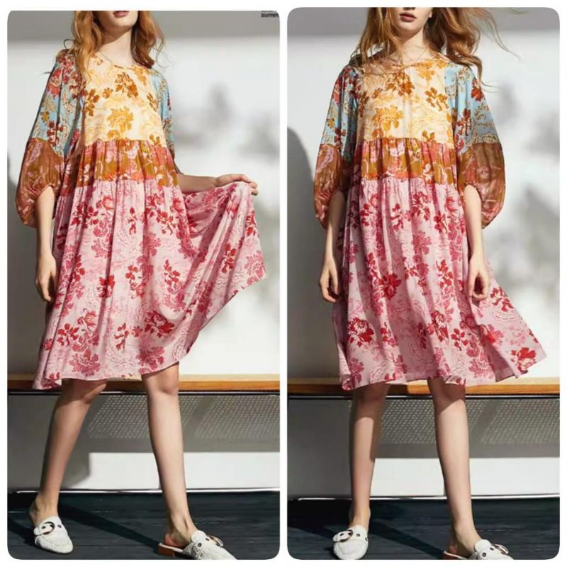 MDLV ~ 6940# Charitina Patchwork Loose Dress Import