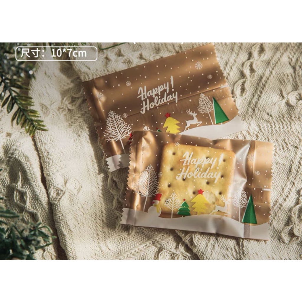 1pc Plastik SEAL segel cookie bag 7x10 Natal untuk permen kue kering biscuit cookies SB 71 Xmas