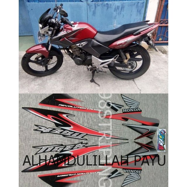 STRIPING LIS STANDAR ORI HONDA TIGER REVO MERAH TAHUN 2013 POLET STIKER