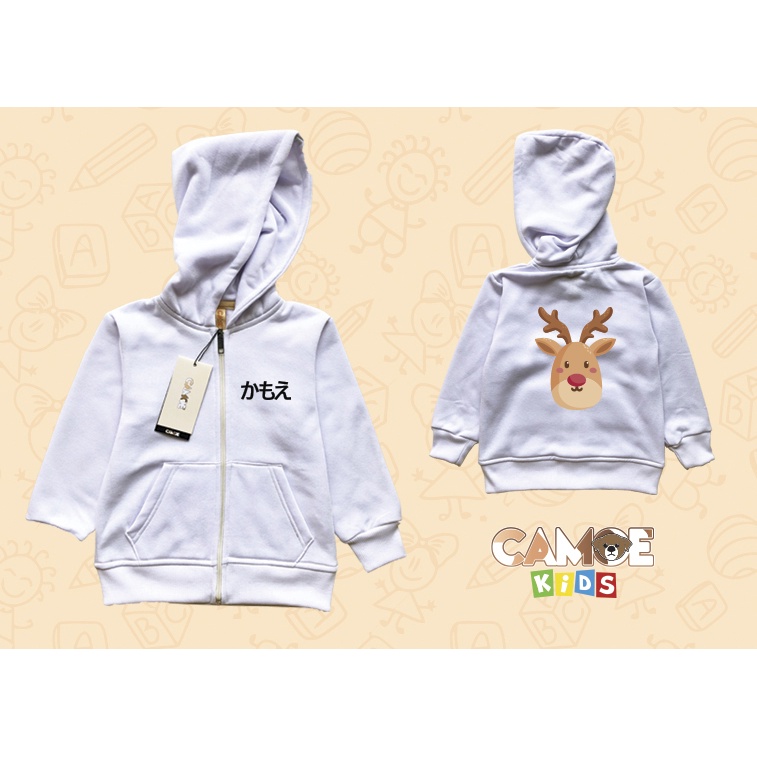 Jaket Hoodie zipper Anak KIDS Rusa Sinterklas Santa Claus Deer Natal