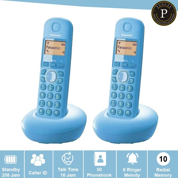 telepon wireless 2 handset kx-tgb212 (blue)