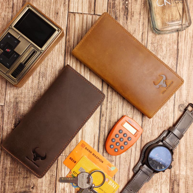 Dompet panjang long wallet kulit sapi asli multi card slot hp