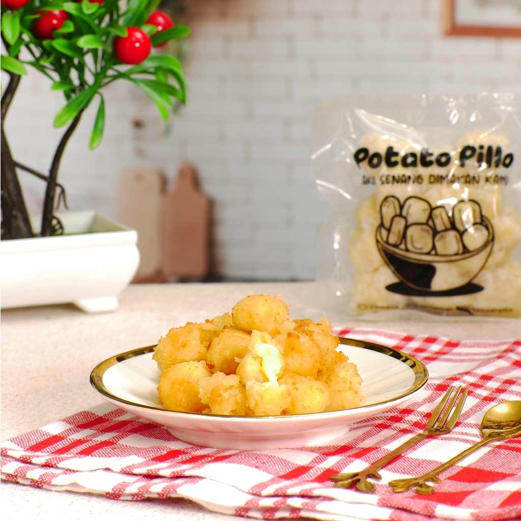 

Potato Pillo Mozarella Snack Kentang Goreng mix Cheese Cheddar Kraft di isi Mozarella Frozen Food Murah 100gr 15pcs Viral