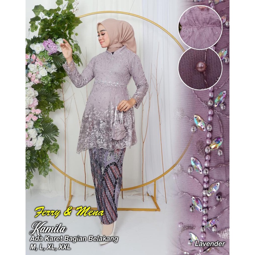 Setelan kebaya tunik kamila | Kebaya brukat payet | Kebaya Favorite Baju outfit wisuda pernikahan lamaran Size M L XL XXL