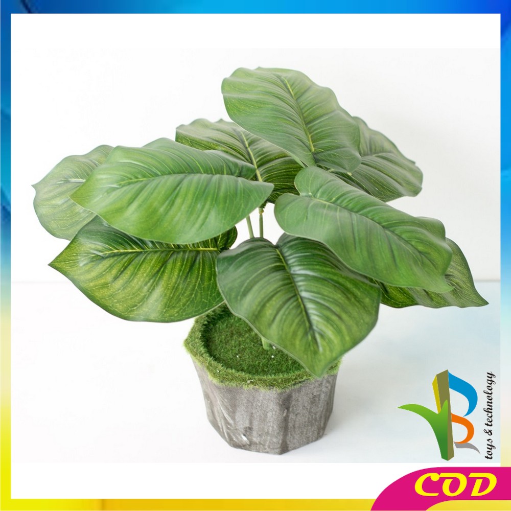 RB-C163 Ornamen Pot Tanaman Daun Plastik Hiasan Dekorasi Rumah Monstera Plastik Artificial Plant