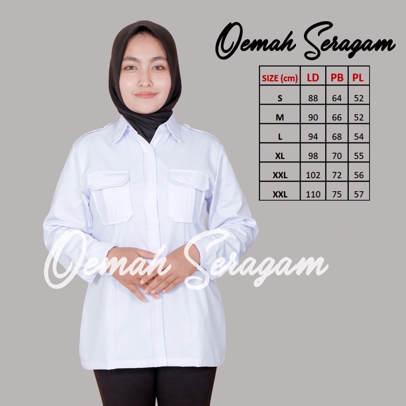 Baju Dinas Putih wanita Baju Putih PNS/ASN, Guru, Kemeja kerja wanita, Baju Pdh Putih Pangkat