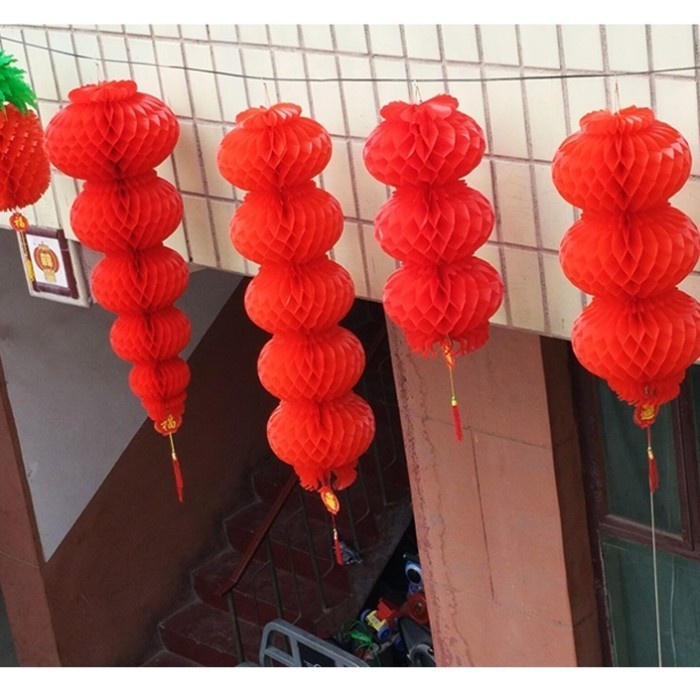 Lampion FU Tarik Imlek Merah Termurah Dekorasi Ornamen Sincia Murah Ornamen Imlek Harga Grosir Termurah