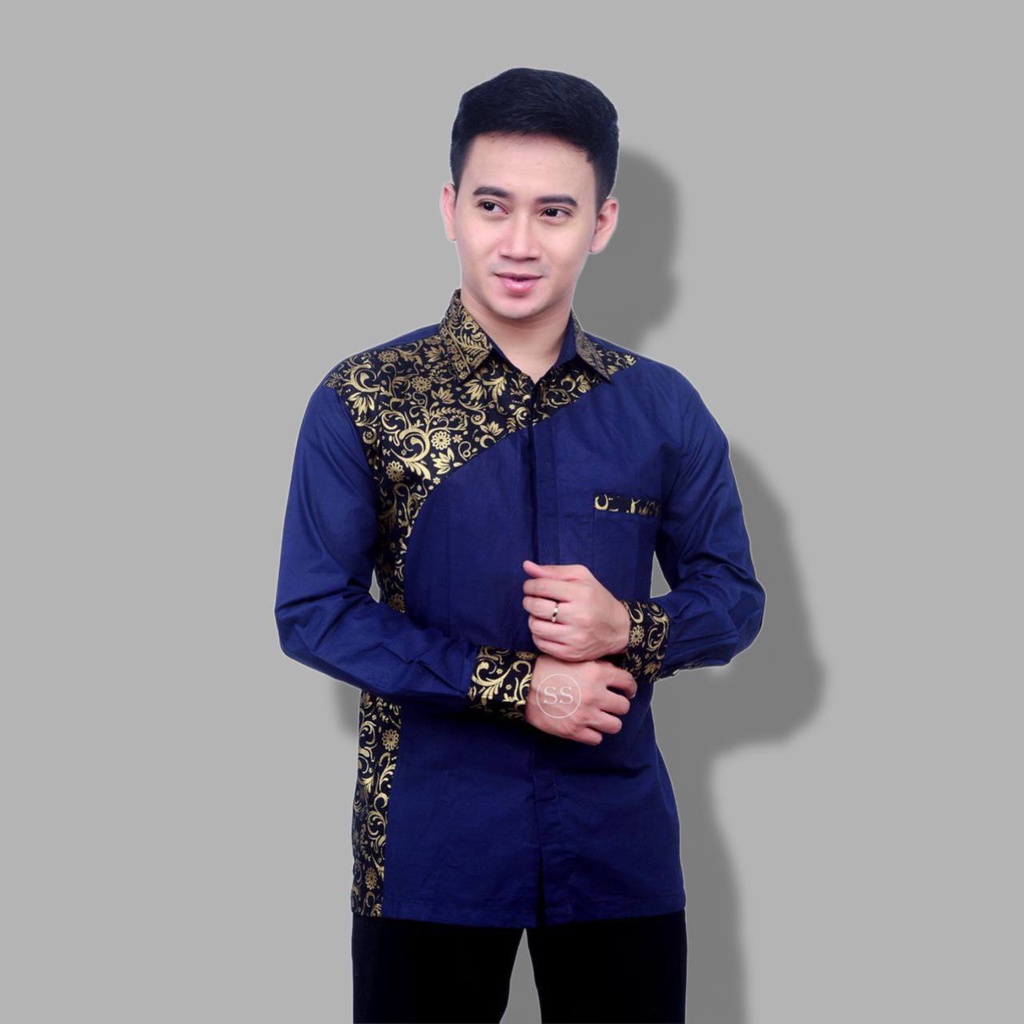 Baju Batik Pria Lengan Panjang Batik Premium Modern Rajata Size M L XL