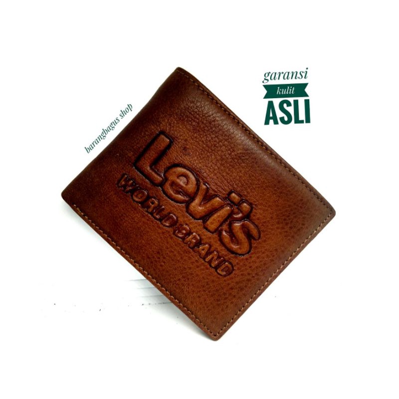 Dompet Import kulit asli pria cowok Levis simpel keren ukuran standard