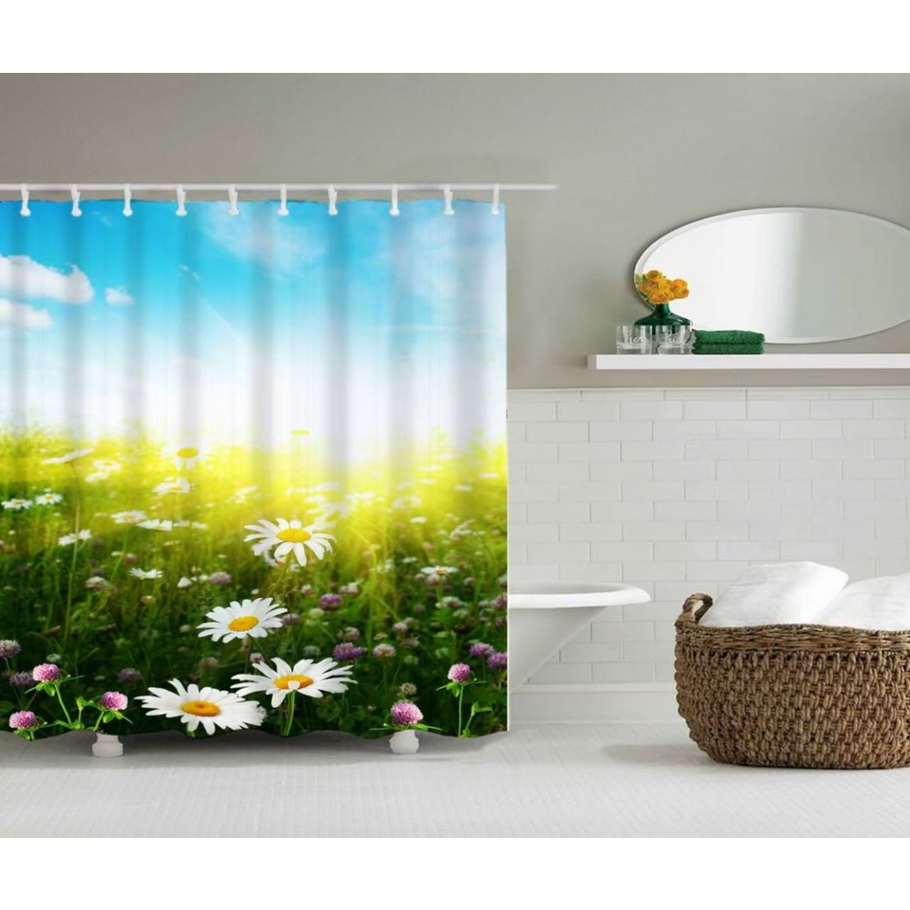 (SerbaSerbi) Gorden Penyekat Kamar Jendela 3D Shower Curtain /Tirai Kamar Mandi Bahan Polyester