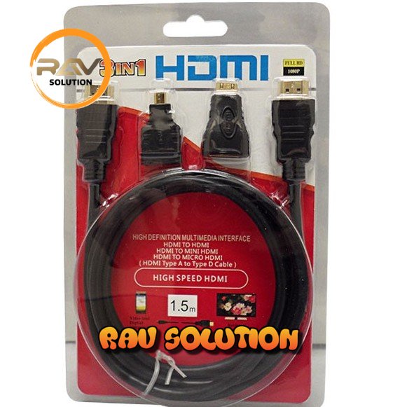 KABEL HDMI 3 IN 1 / KABEL HDMI 3IN1 (HDMI + MINI HDMI + MICRO HDMI)