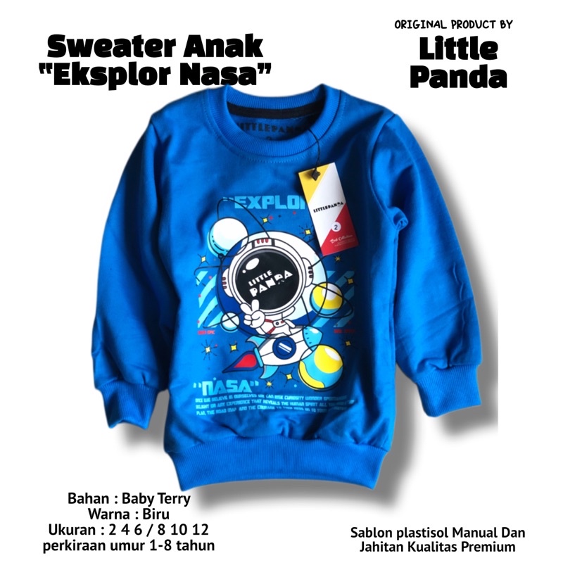 Sweater Anak Laki Laki 1-8 Tahun Bahan Baby Terry