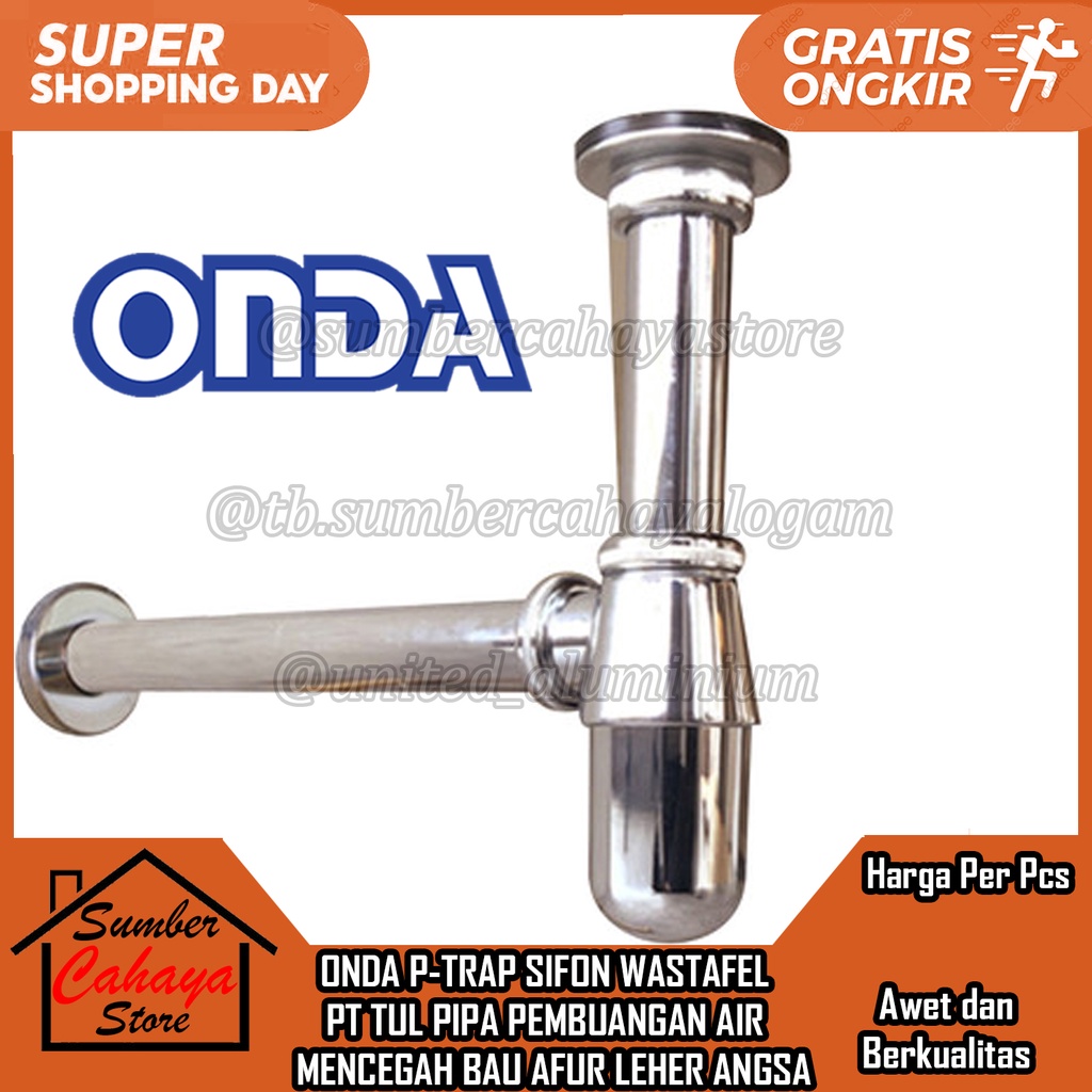 Sifon Wastafel Cuci Tangan Botol STAINLESS Afur Pembuangan AIR ONDA PT TUL PIPA MENCEGAH BAU APUR SH