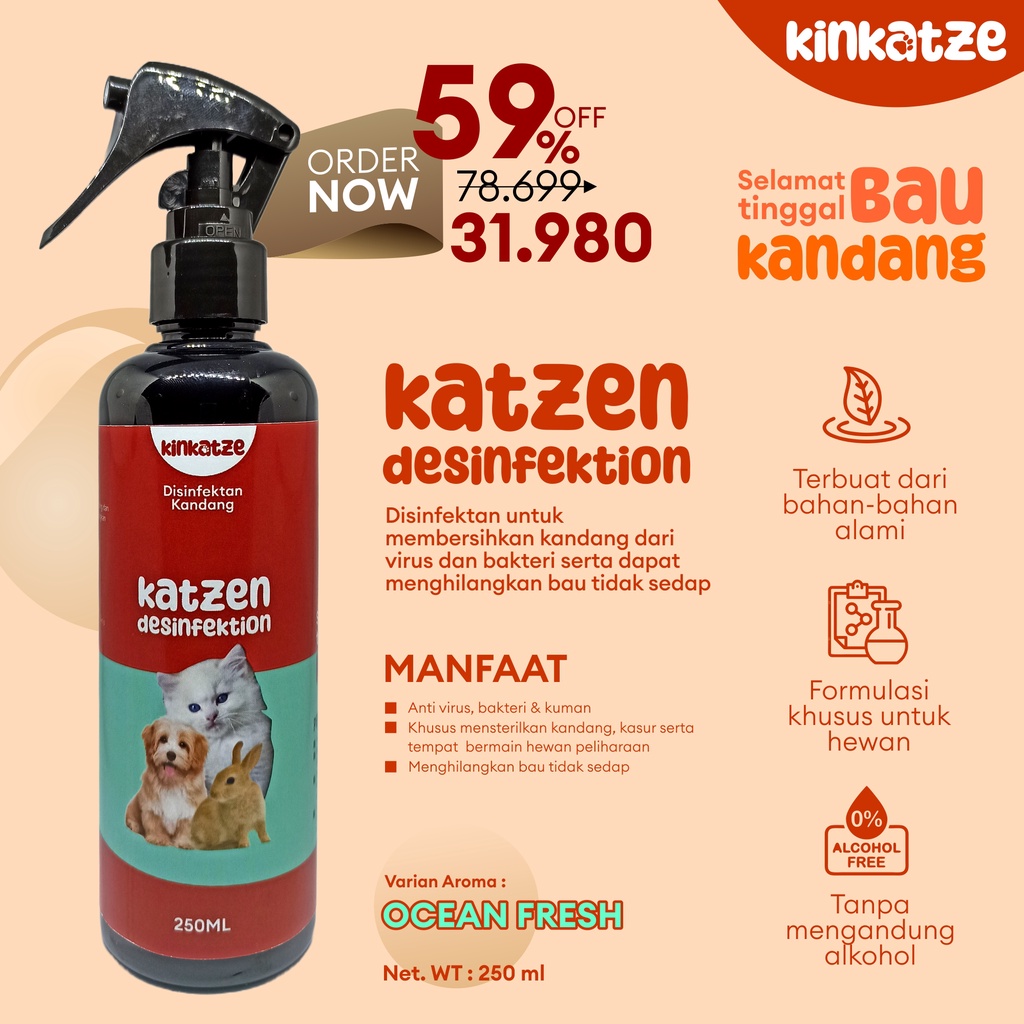 Livvicstore 250 Ml Kinkatze Desinfektan Ocean Fresh Pet Spray Odor Remover Hewan Kucing Anjing