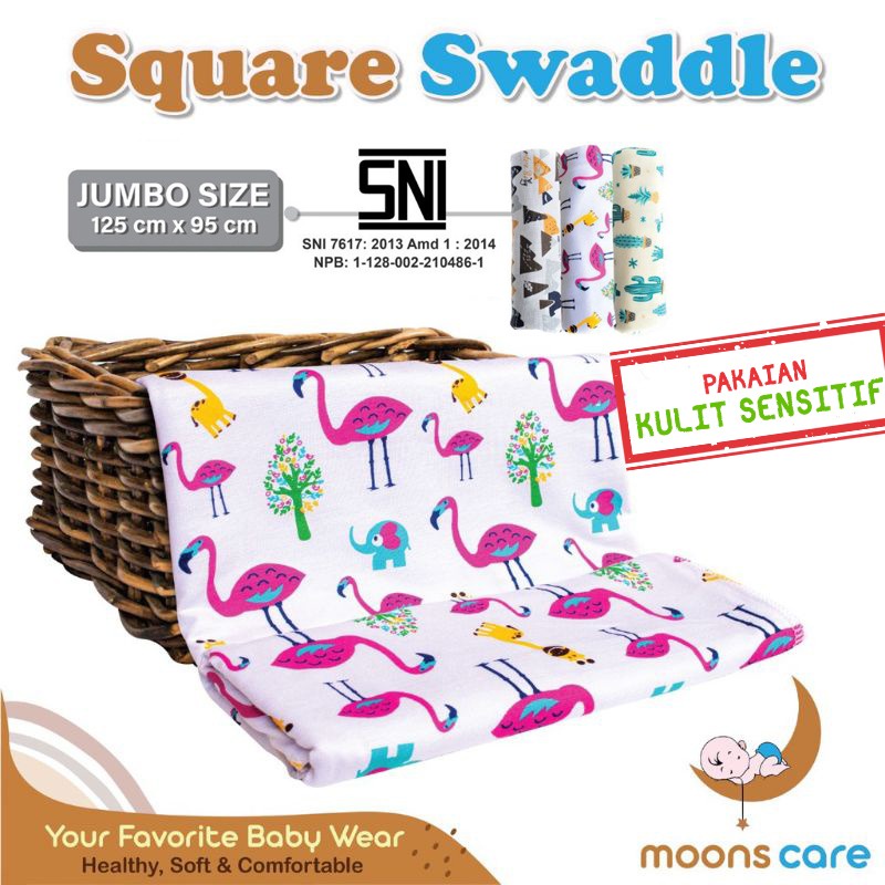 SNI Bedong Segi Empat Jumbo 125x95 Cm Bedong Jumbo Bedong Square/ Bedong motif moons